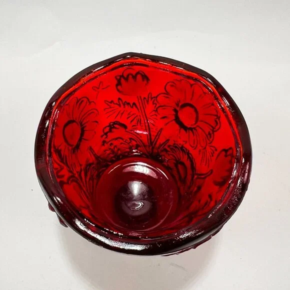 Vtg Homco Daisy Floral Red Glass Peg Votive Candle Holder Home Interiors Glows - Picture 11 of 15
